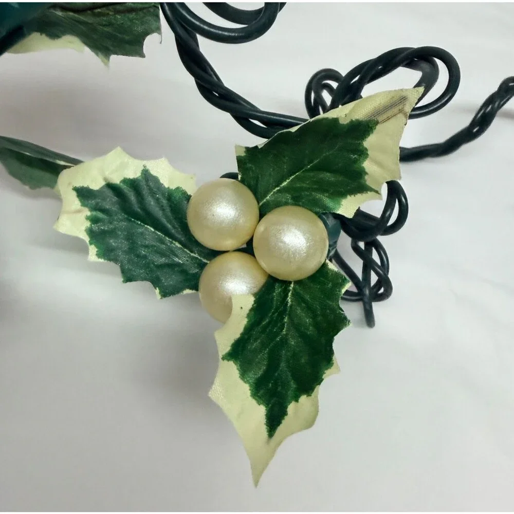 Restoration Hardware Vintage Holly Lights Christmas String Lights Pearl Berries